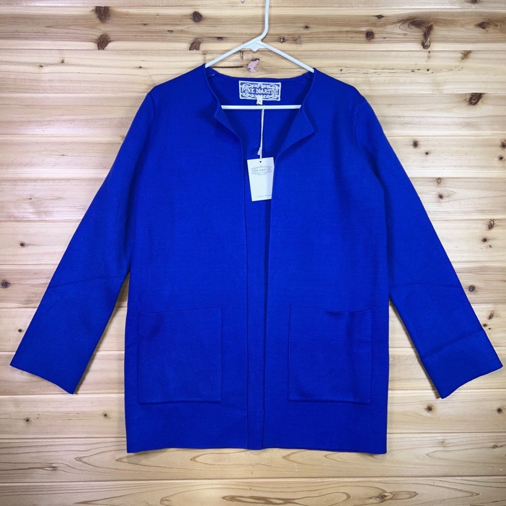 NEW Pink Martini Cardigan Sweater Womens Small Blue Moira Open Front Cardigan